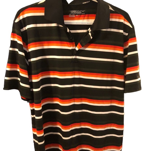 Nike Golf Tour Performance Dri-fit polo shirt Men’s M Orange & Black Halloween - Picture 1 of 10